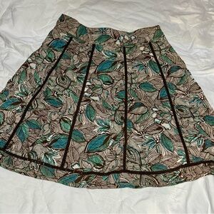 Vtg St John's Bay 100% cotton A-Line Skirt  w/ natural tones and pattern. Casual